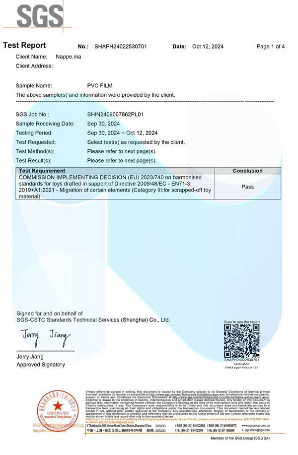 Certificado oficial REACH